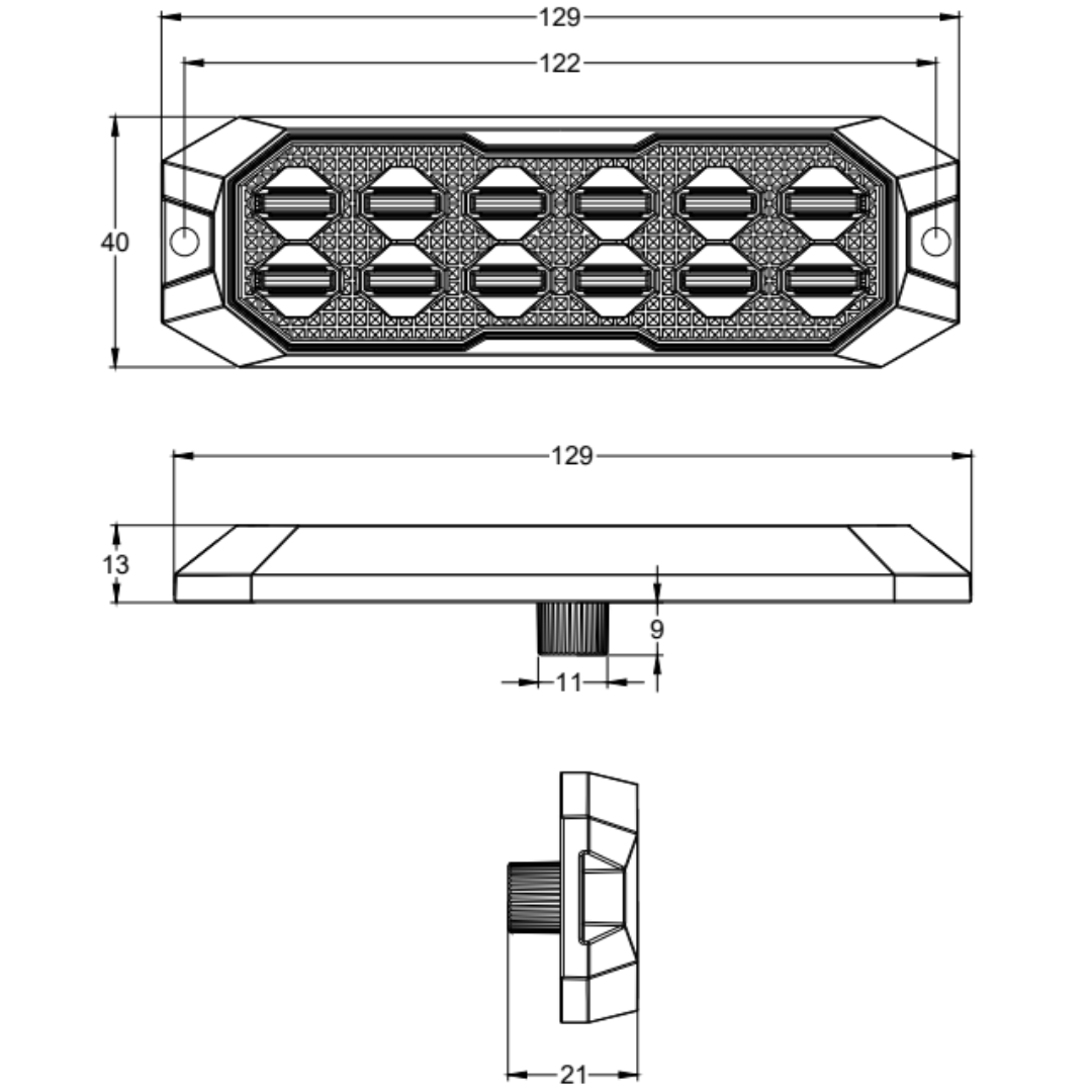 Torlok Black Hawk High Power LED Strobe Light / 12 LED Double Row