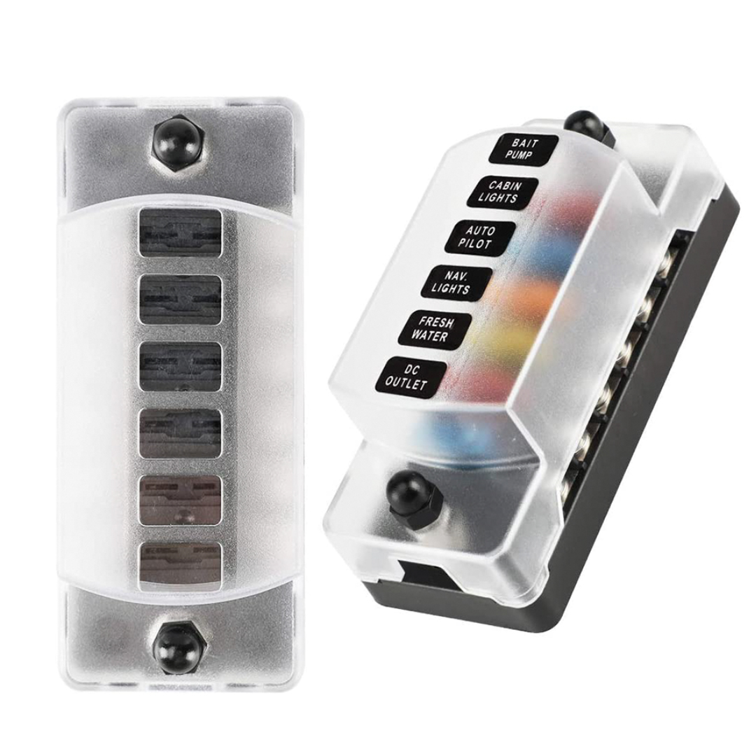 6 Way Fuse Box with Positive & Negative Busbar - 