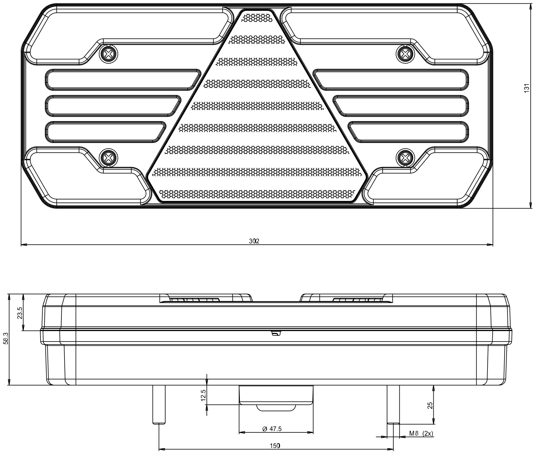 WAS W248DD Rectangular Red Trailer Lights with Dynamic Indicator