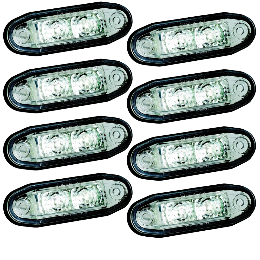 Clearance Boreman Flush Fit LED Marker Lights / 8 Pack - White