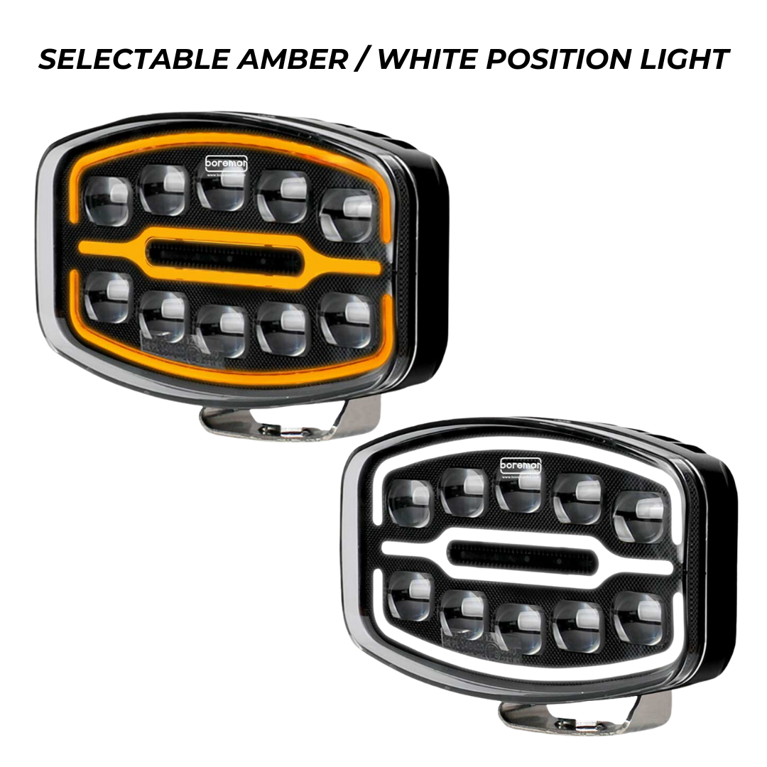 Boreman Polaris 1001-1630 Full LED Driving Light for trucks with Amber / Clear Position Light