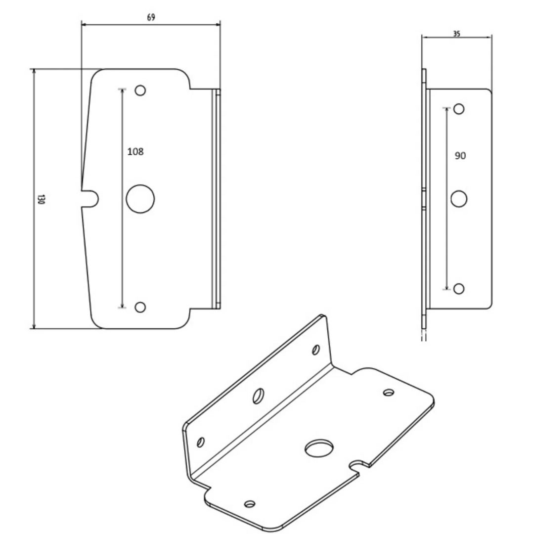 steel bracket for mounting double burner light