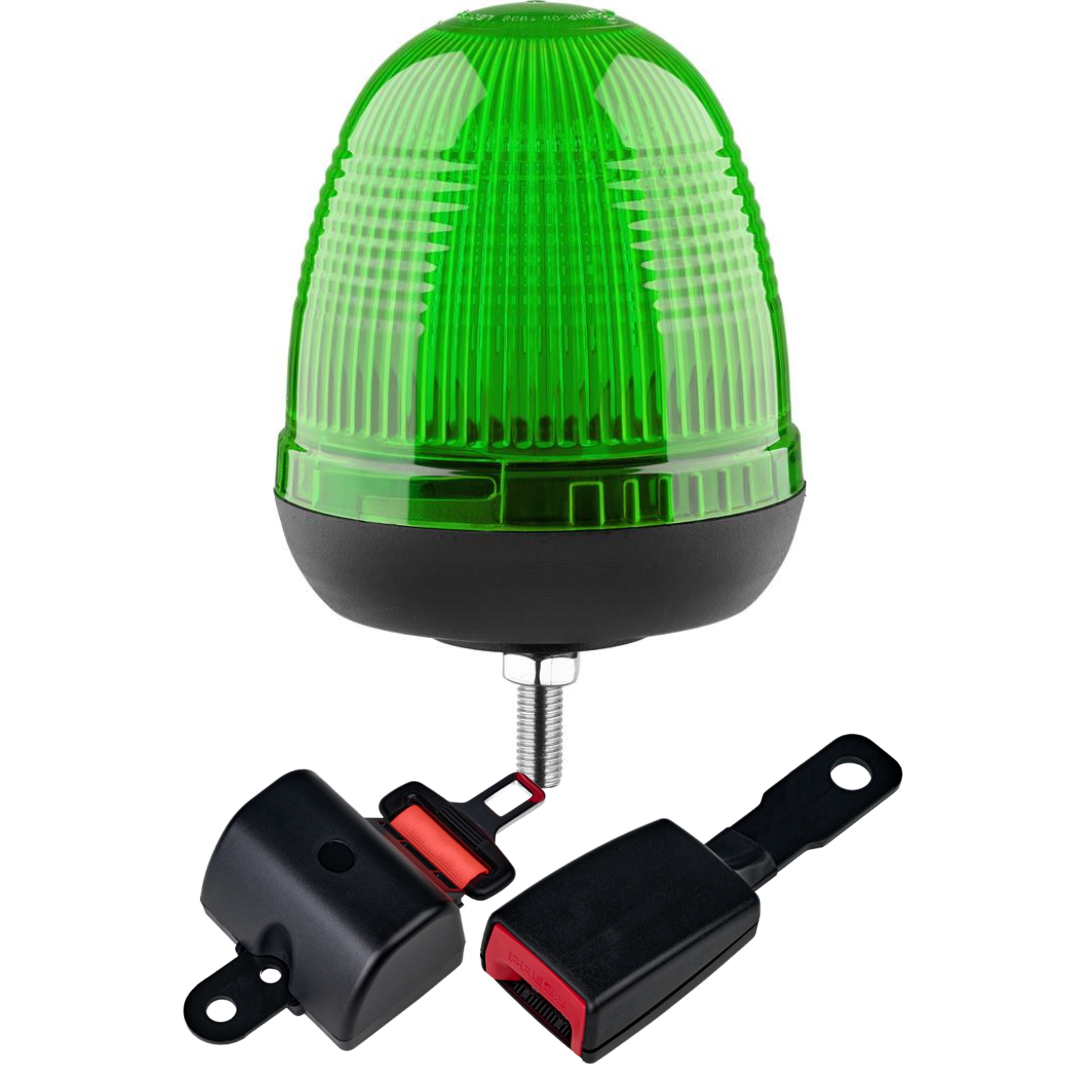 green beacons bolt mount for plant machinery with seat belt