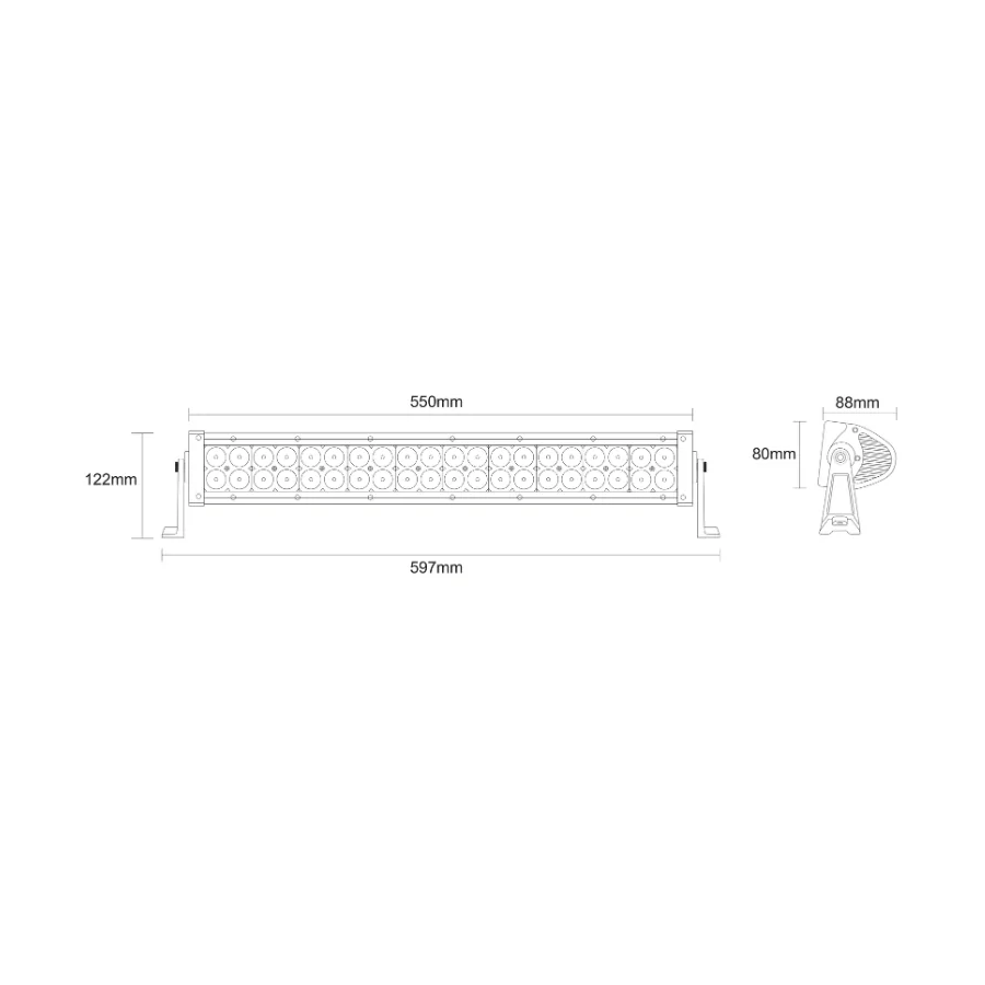 LED Light Bar / Flood Beam / 60x LED / 550mm