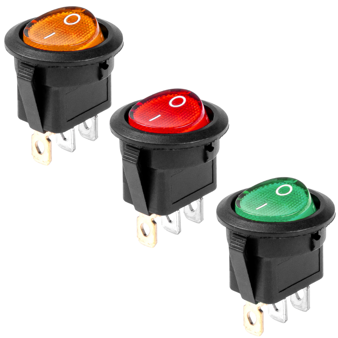 Illuminated Rocker Switch in Amber, Red and green