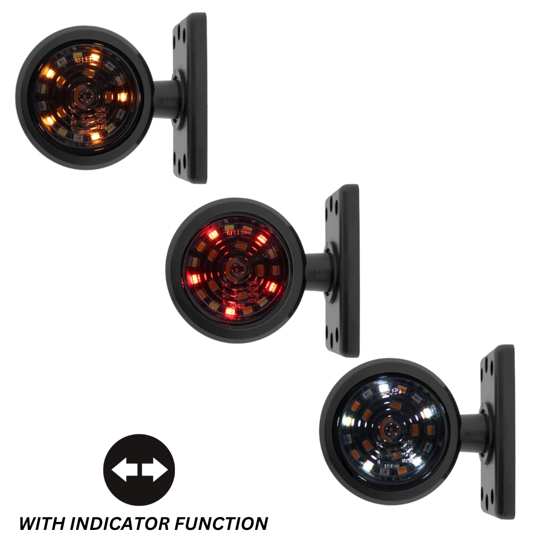 Smoked Short Danish LED Marker Light / Tri-colour with Indicator Function