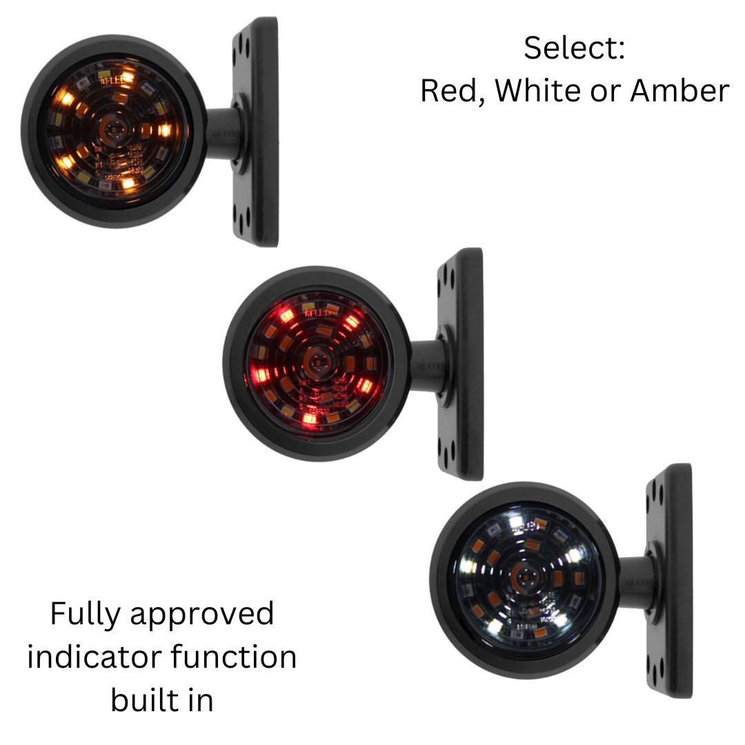 Smoked Short Danish LED Marker Light / Tri-colour with Indicator Function