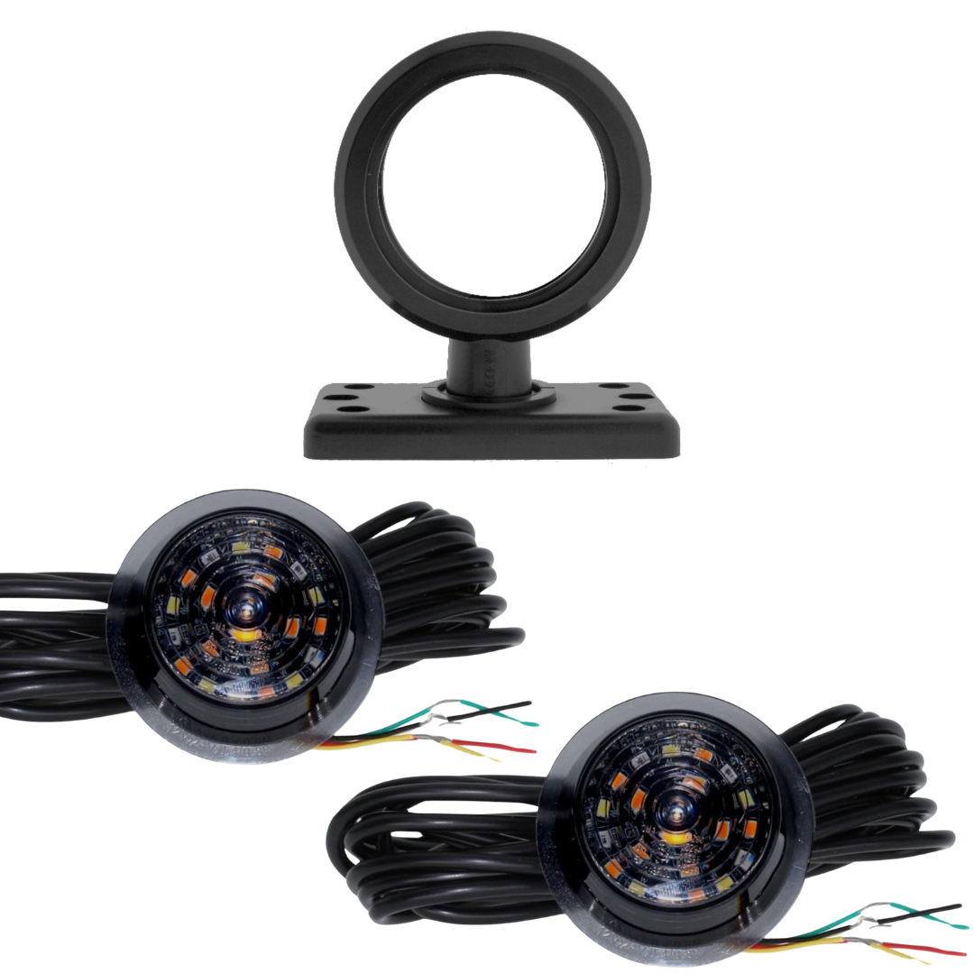 Smoked Short Danish LED Marker Light / Tri-colour with Indicator Function