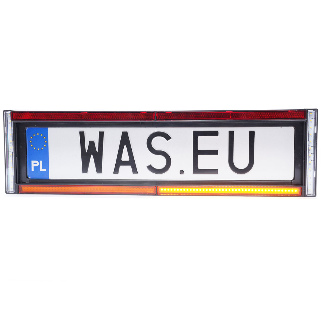 WAS W253 Number Plate Holder with Reverse Lights, Strobe, Number Plate Light &amp; Reflector