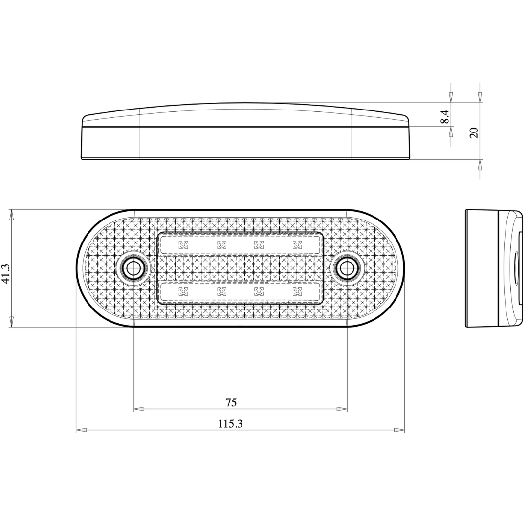 WAS W175 Double Stripe Marker Lights with Reflector